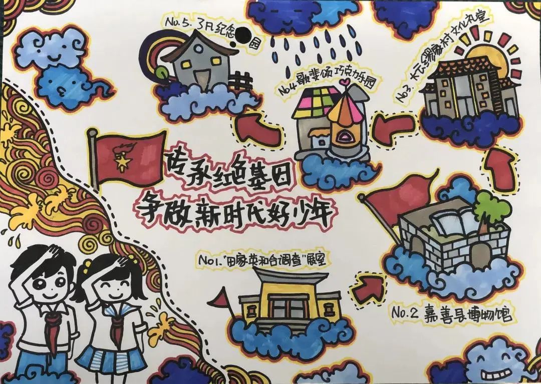 秉承红色传统牢记初心使命手绘红色研学地图活动正在进行中