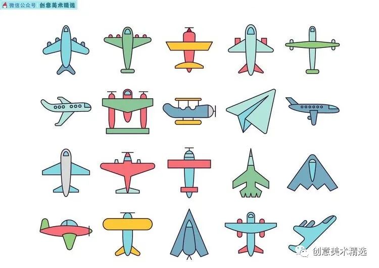 40张飞机主题简笔画,用画笔为孩子插上飞翔的翅膀_创意