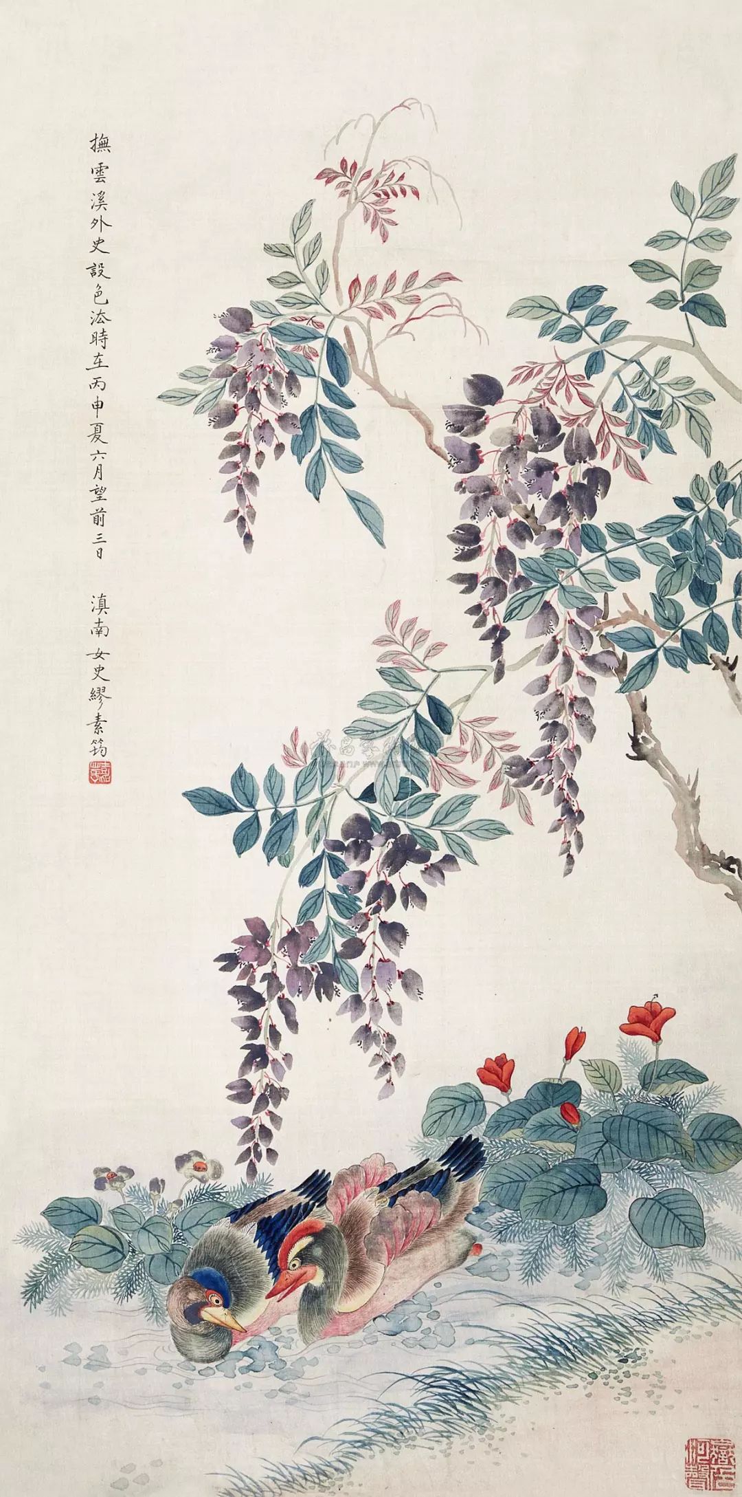 并蒂鸳鸯图清 阙岚 荷花鸳鸯图清 沈铨 1735年作 花下鸳鸯图清 吴振武