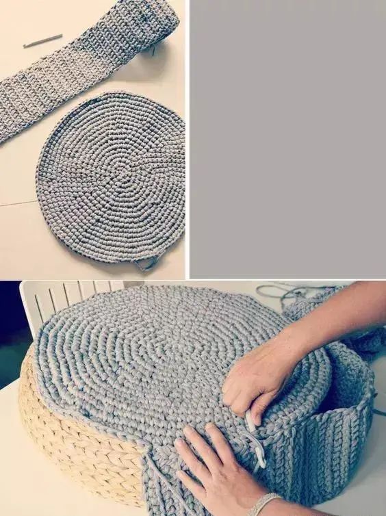 家里的旧毛线拿来钩几个圆形凳子简单好学全家人都会喜欢