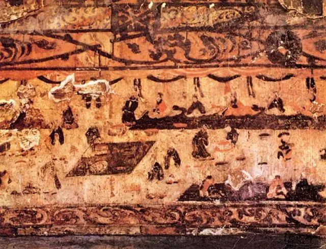 《宴饮观舞图》咸阳秦宫墓室壁画