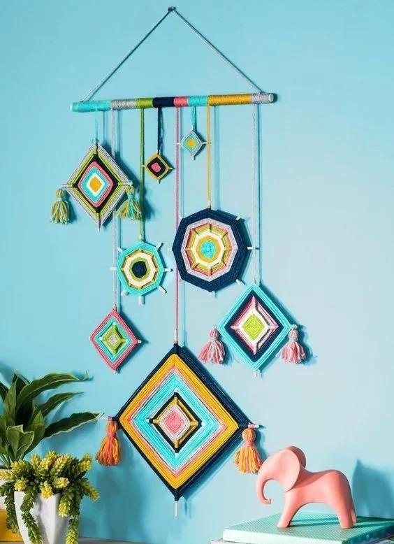 精美印第安上帝之眼几根彩线就能做绕线手工曼陀罗挂饰附教程