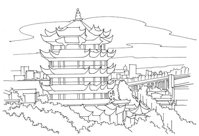 武汉代表性建筑简笔画图片