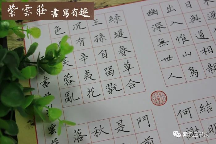 紫云庄硬笔作品纸四首五绝80字_书法