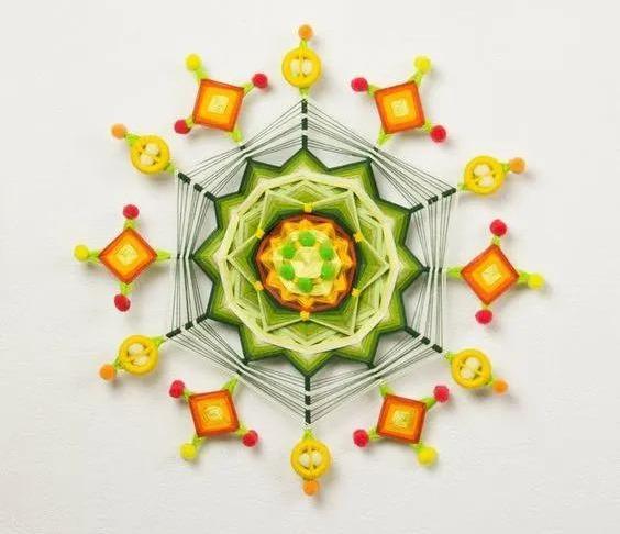 精美印第安上帝之眼几根彩线就能做绕线手工曼陀罗挂饰附教程