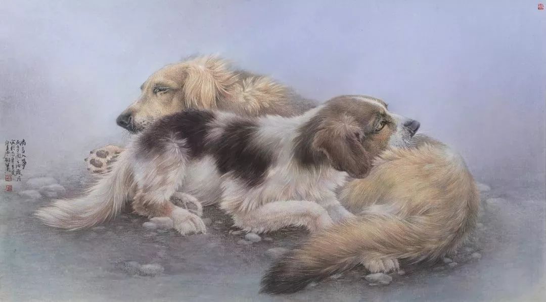 国画狗写实画风细腻清雅空灵