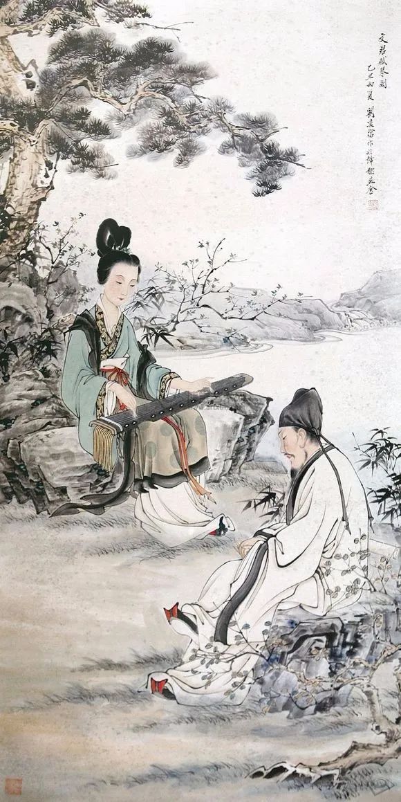 历代古画中的女士抚琴美图——且调素琴留芳华