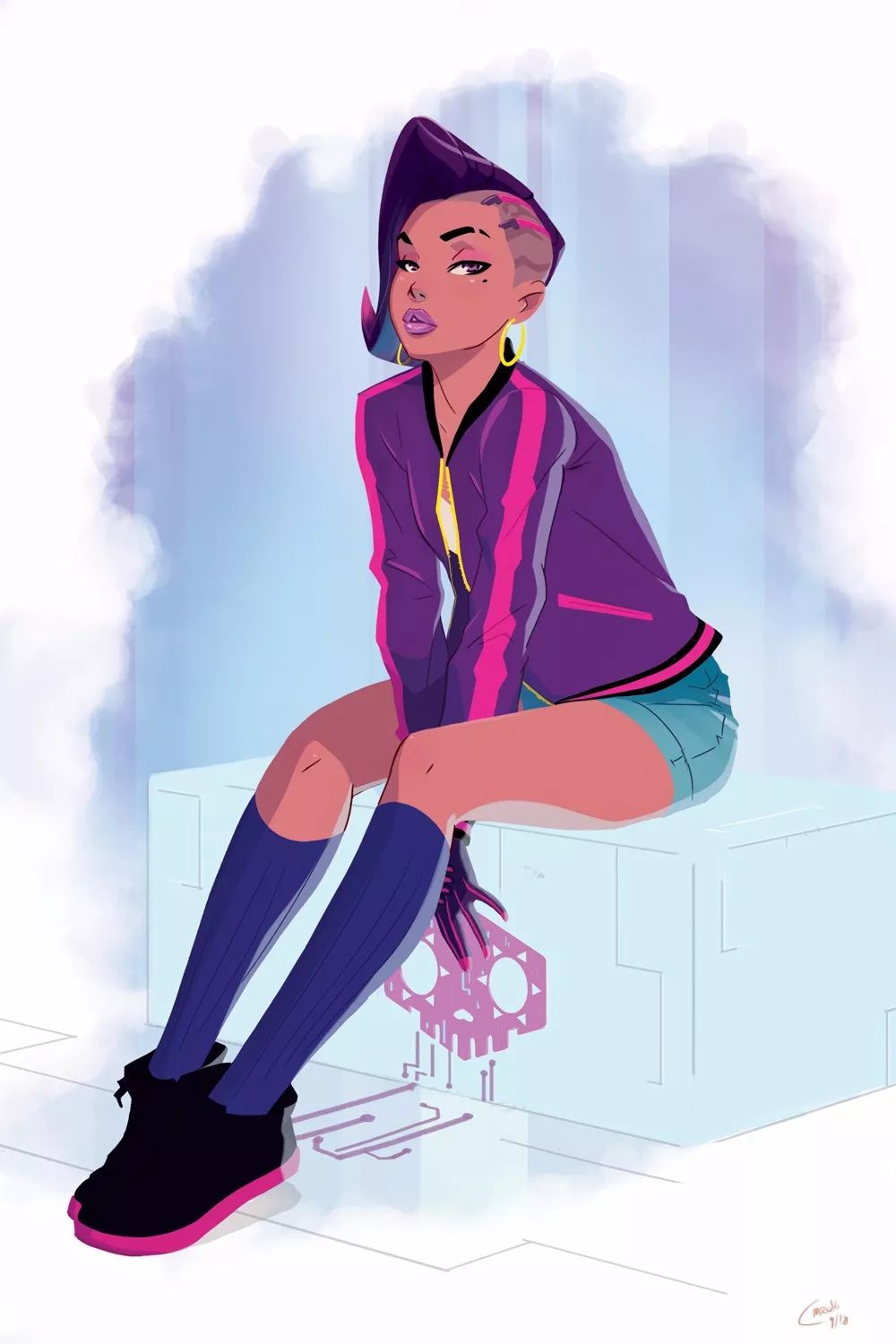 绘制欧美风格人物,其人物色彩绚丽,造型夸张,笔触细腻,画风大胆且耐看