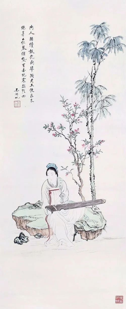 歷代古畫中的女士撫琴美圖且調素琴留芳華