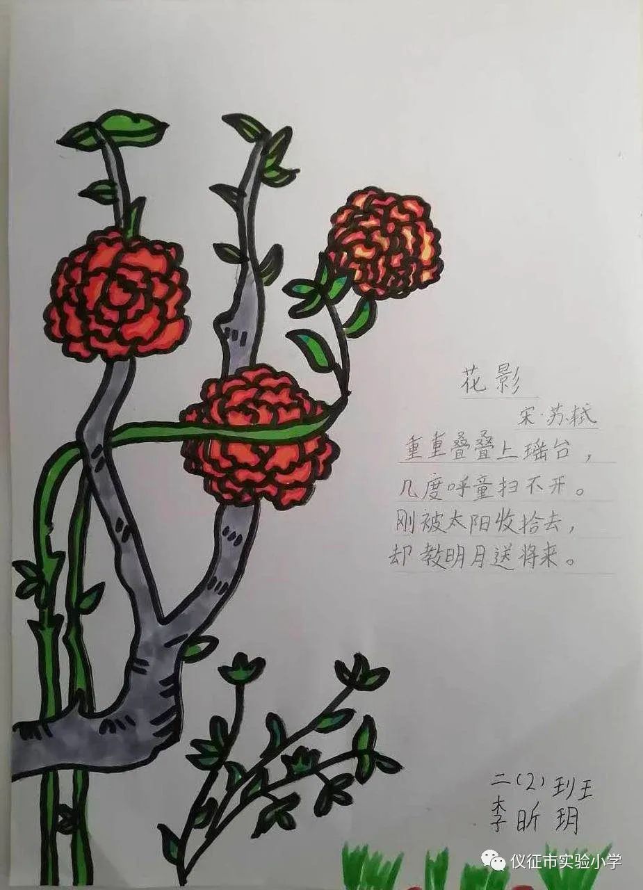 花影的儿童古诗画图片