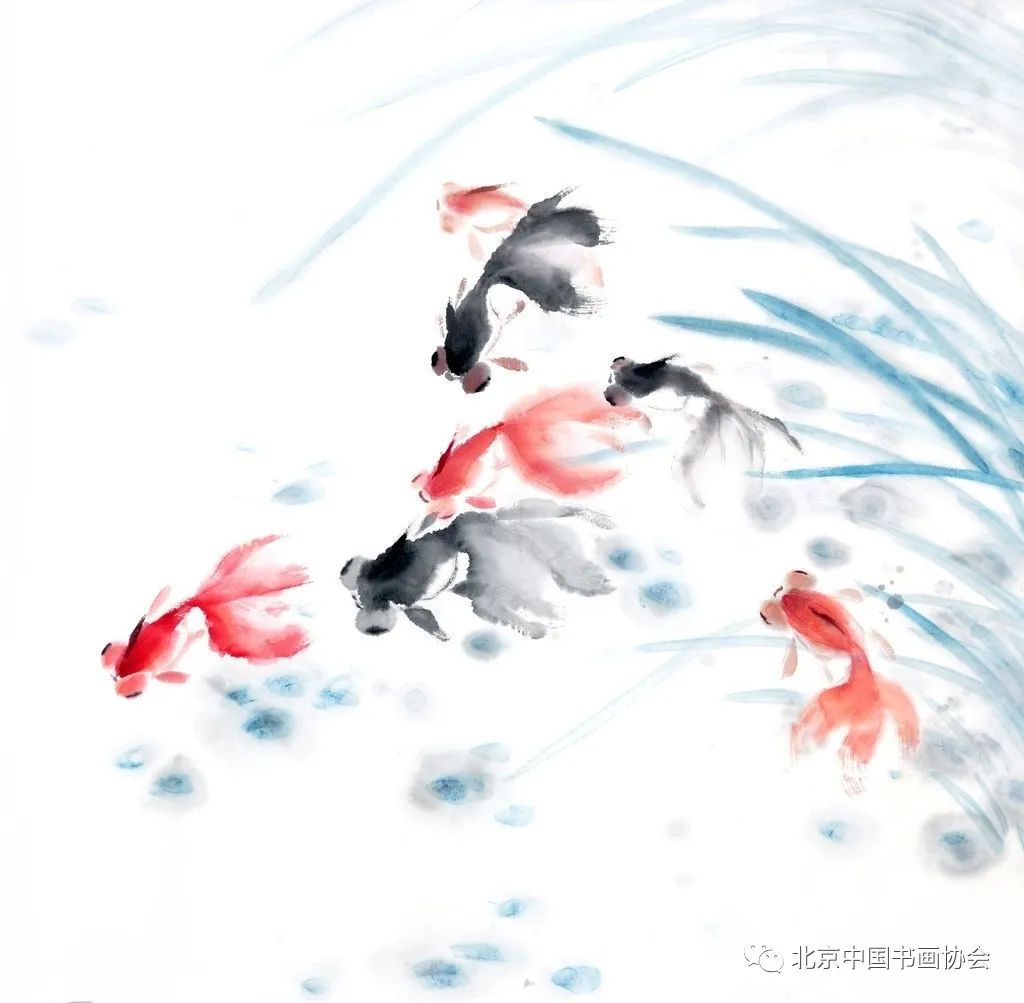 国画中优哉游哉的金鱼
