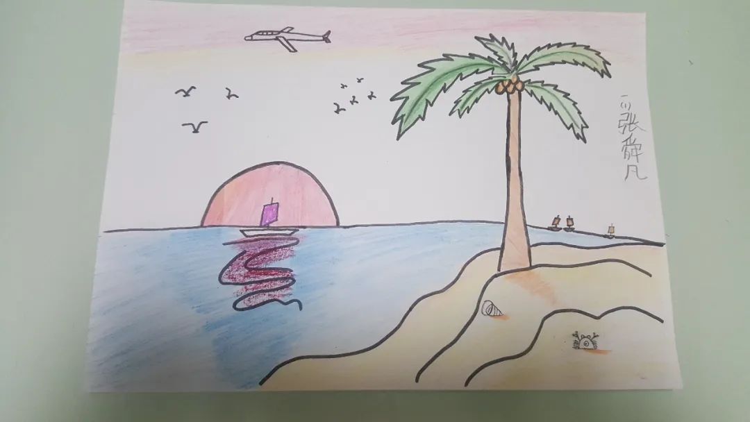 大海的画法儿童画图片