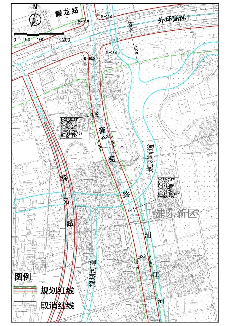 路红线调整方案图1浦业路