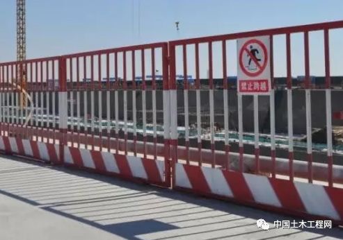 临边防护效果图及实景图· 临边防护立面图(2)防护栏杆立杆高度