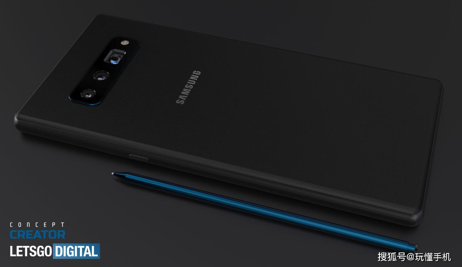 三星galaxynote20渲染图曝光后置横向三摄像头设计