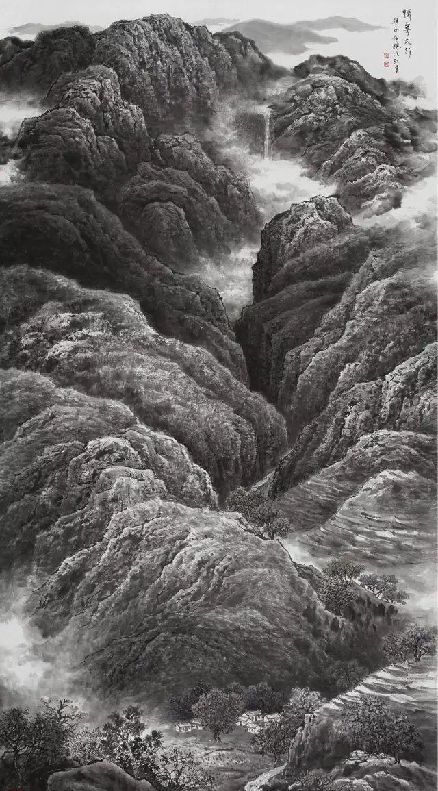 巨幅太行山山水画长卷图片