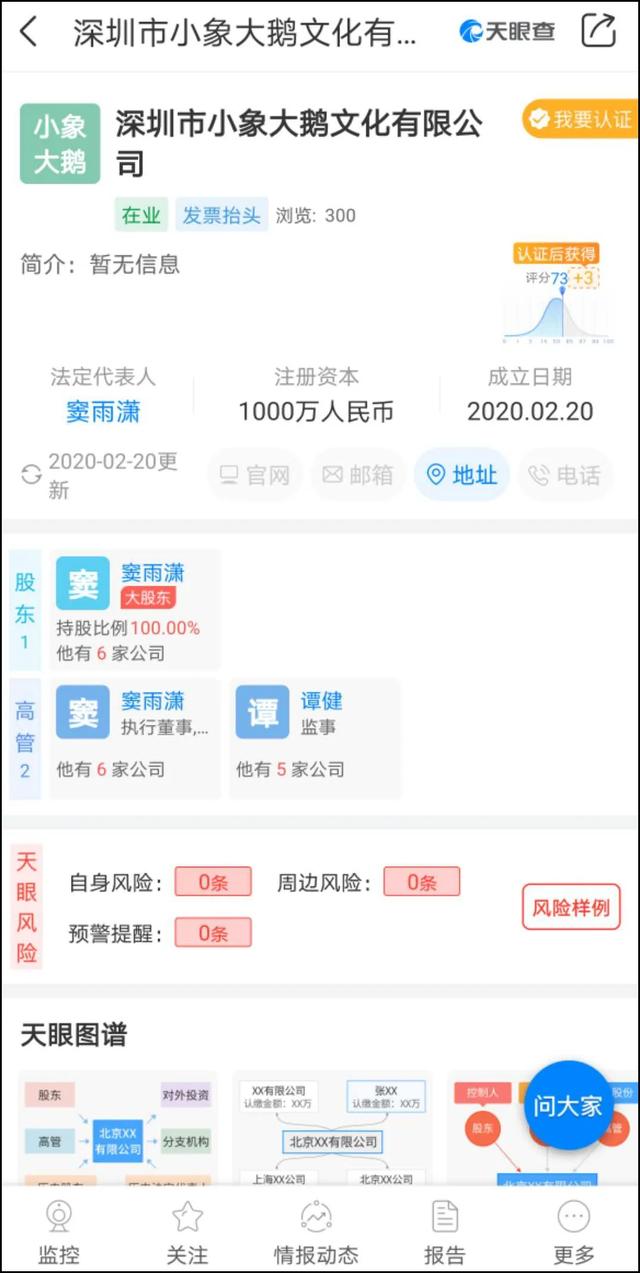 由小象互娱创始人兼ceo窦雨潇全权控股,暂时没有出现大鹅文化的身影