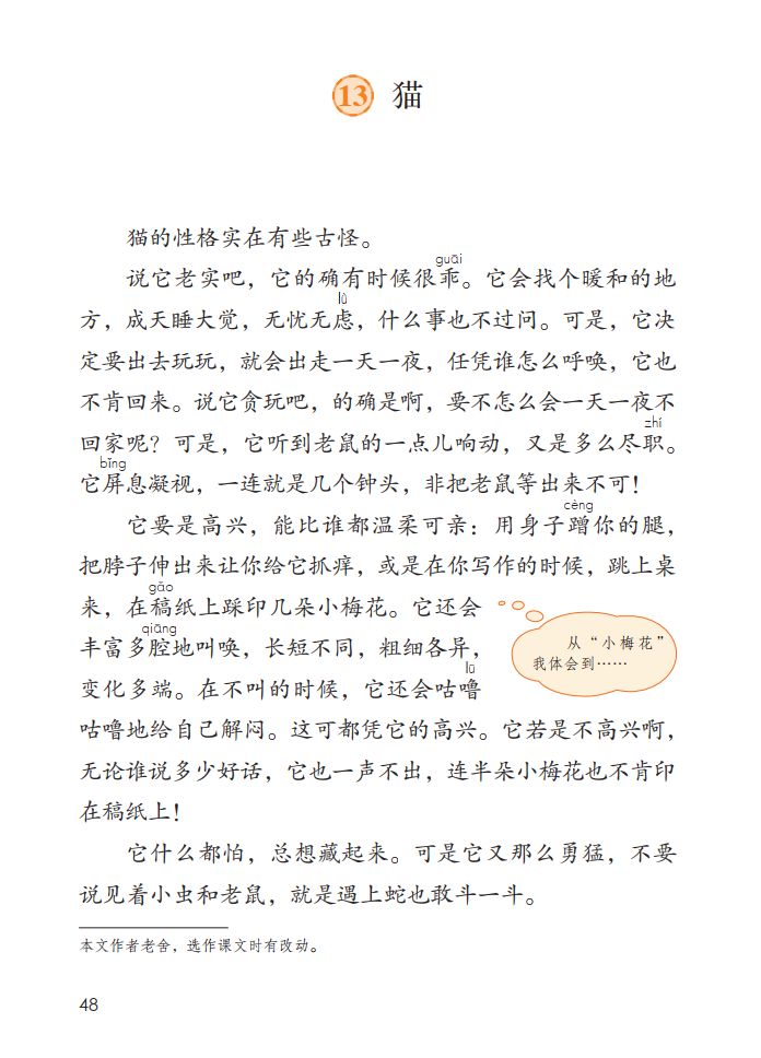 部编版四年级下册第13课猫图文讲解知识点梳理