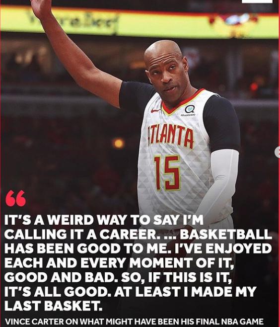 nba因疫情停摆卡特或将退役感谢职业生涯曾和乔丹科比竞争