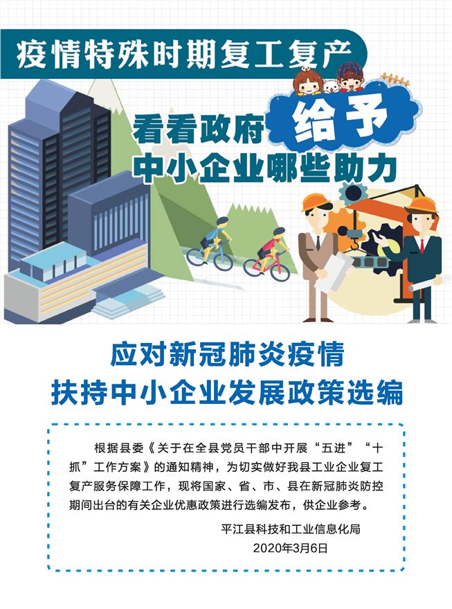 平江县应对新冠肺炎疫情扶持中小企业发展政策选编
