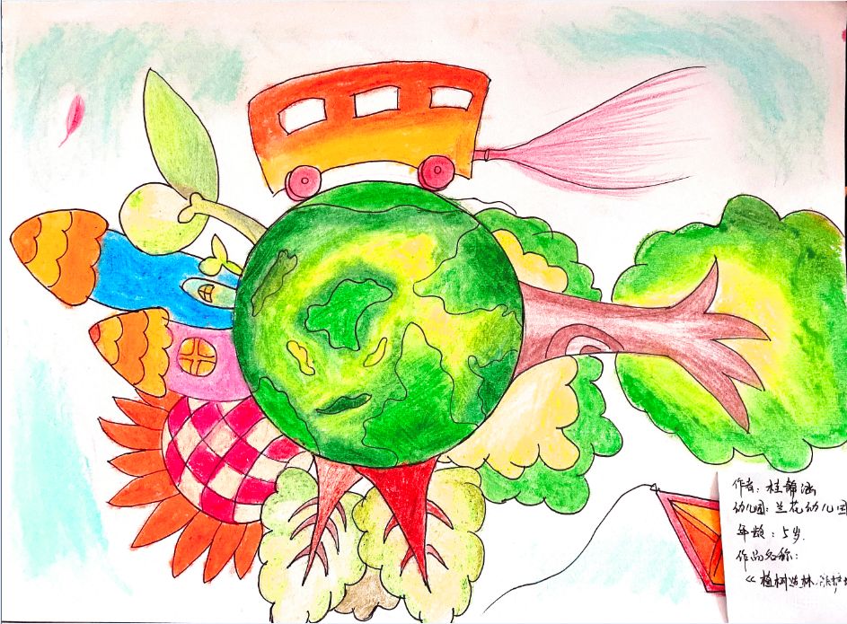 孩子们通过在家中种植花,草,蔬菜,并用绘画作品的方式展示春天的生机