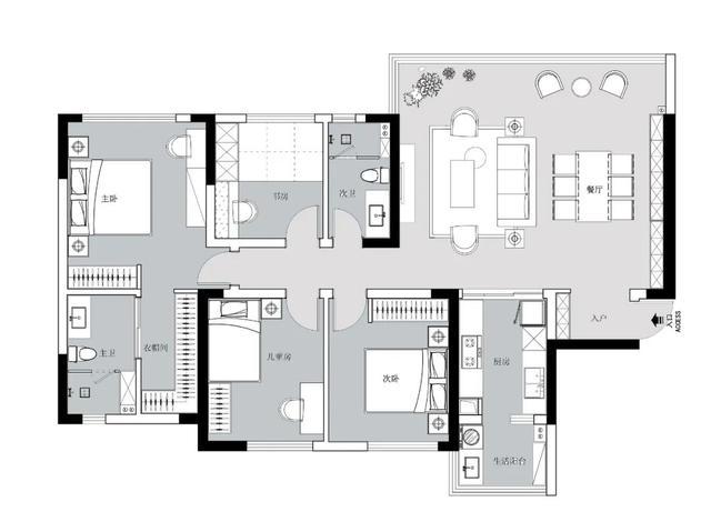 最终平面图 & plane graph原始户型方正,整体结构布局能够满足业主一