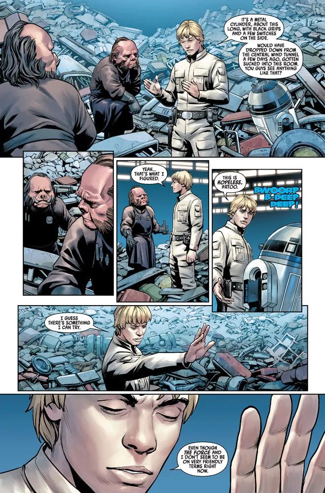 卢克在新一集正史漫画星球大战中继续寻找他的光剑