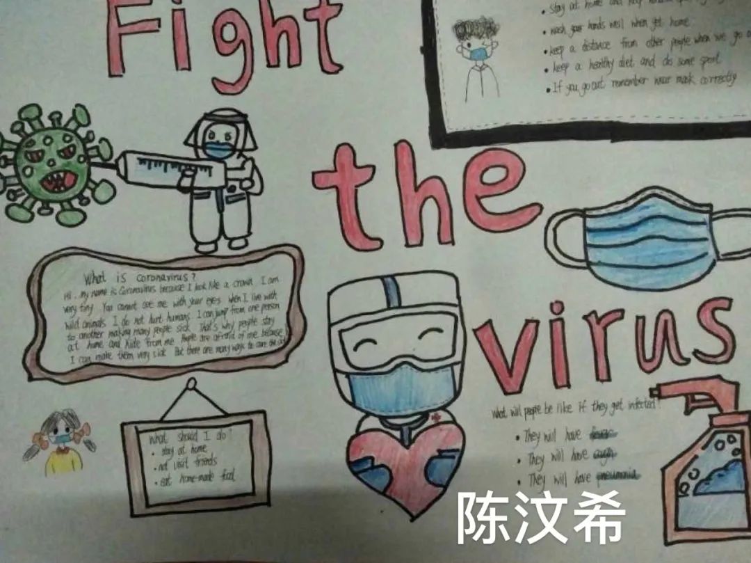 抗击疫情英语海报手绘图片