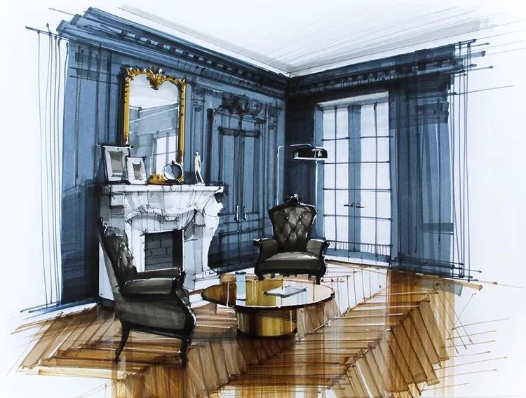 简洁明了的室内手绘马克笔快速表现!