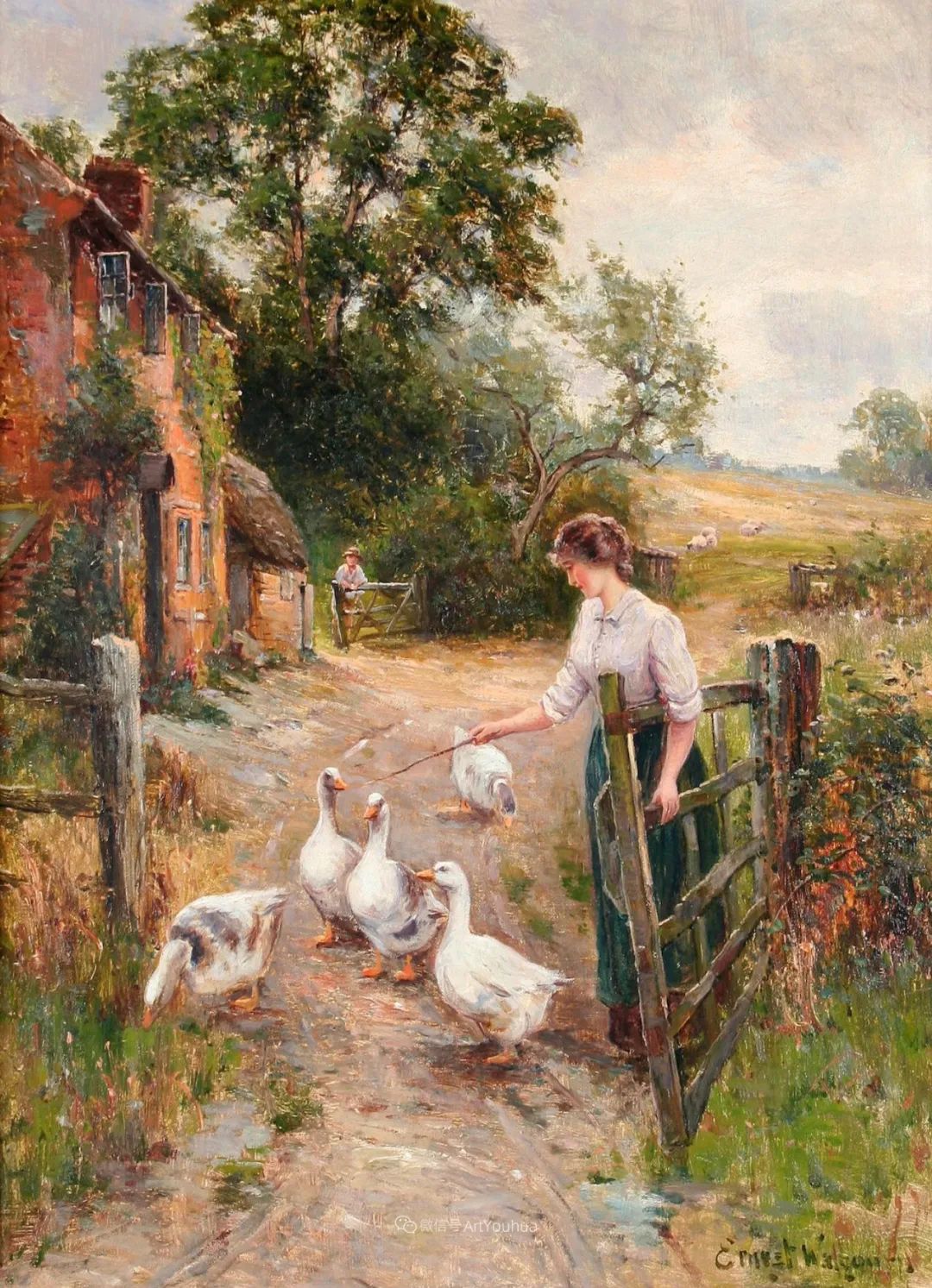 美丽村姑与诗意田园英国画家ernest charles walbourn作品