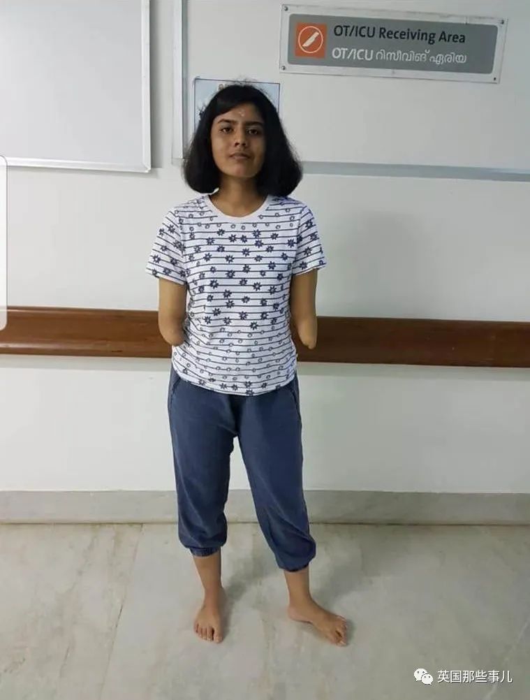 刚刚截肢后的shreya"当时听到这个消息的时候,我没有哭.