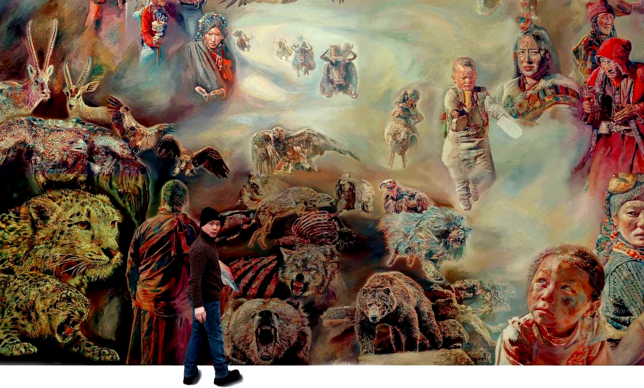 殉道者""艺术界的草莽英雄"2016年历时3个月创作了12米x80厘米纸本