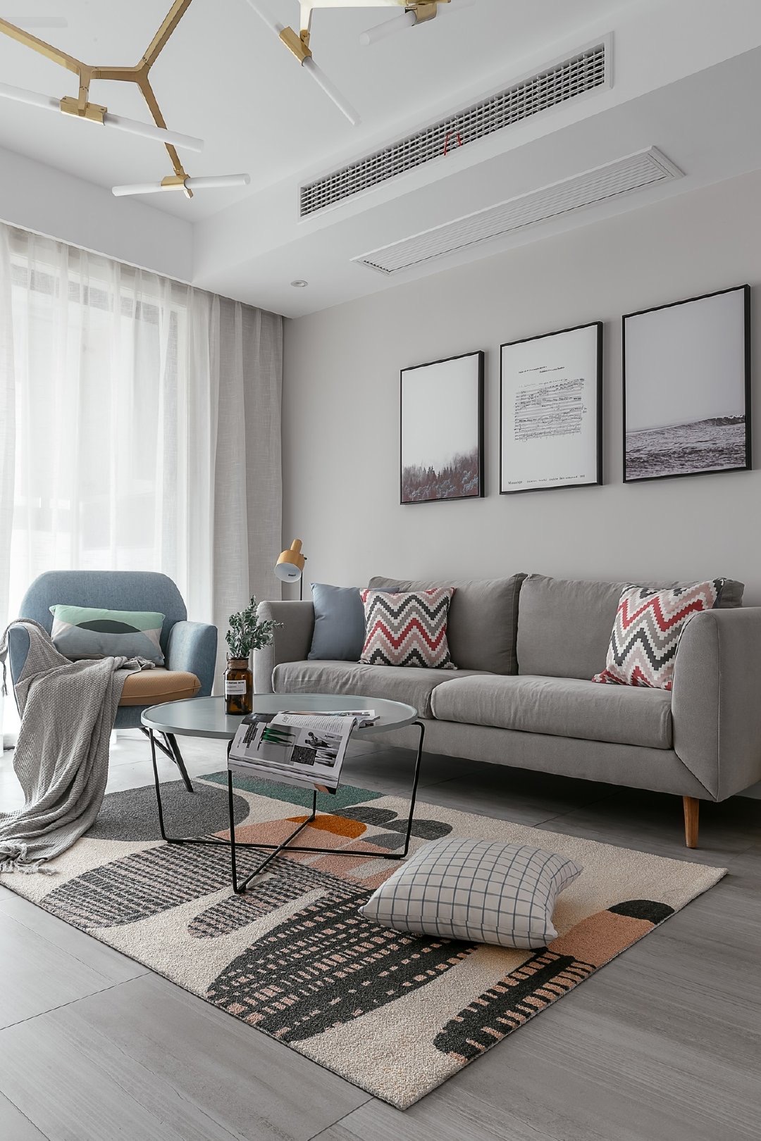 126平米北欧风格三居室家装,高级灰为主