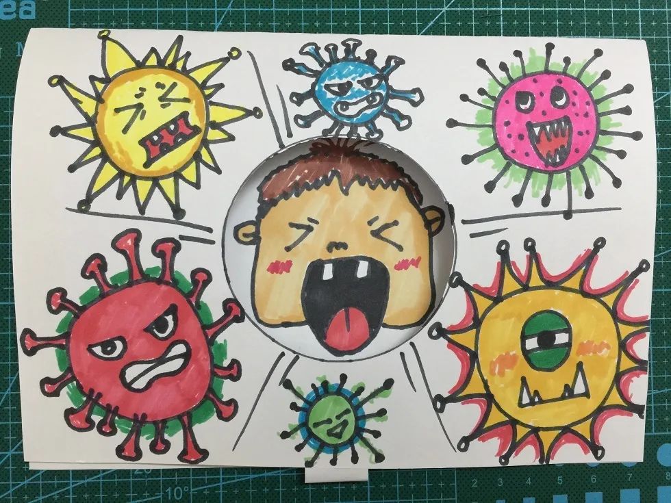 创意折纸手工画抗病毒戴口罩