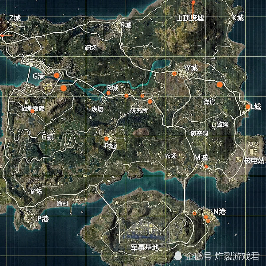 吃鸡海岛地图 清晰图片