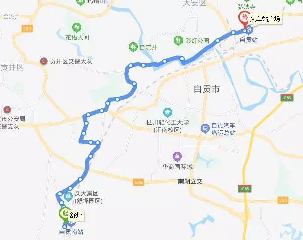 自贡16路公交车路线图图片