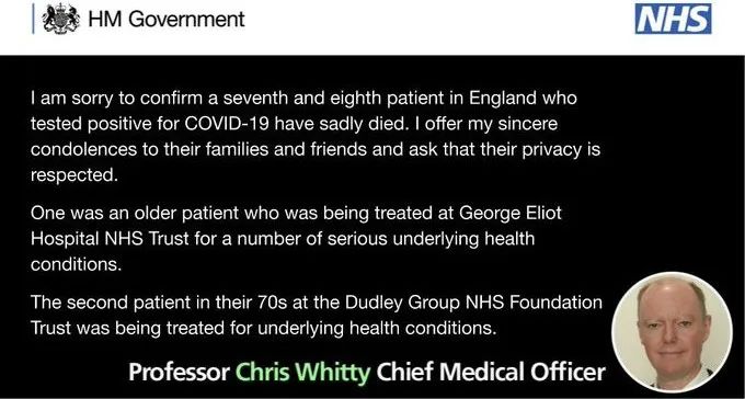 英国8人死亡新增134人确诊590爱尔兰已停课