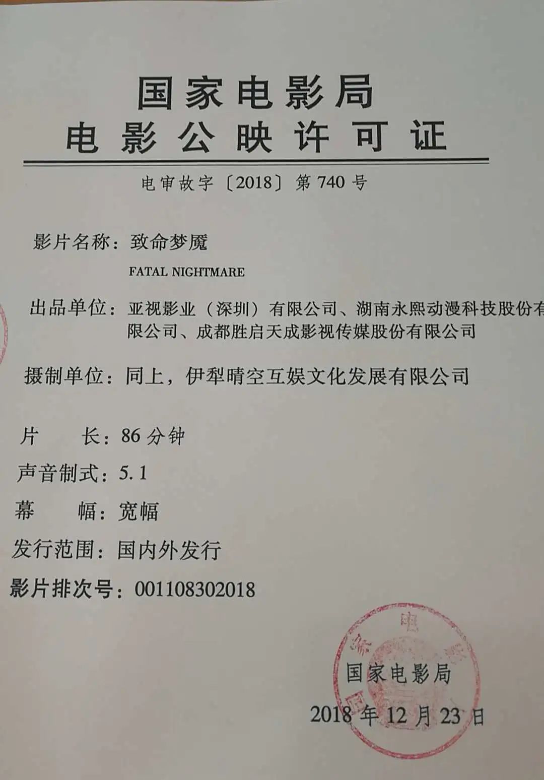 电影资信证明 来自搜狐网