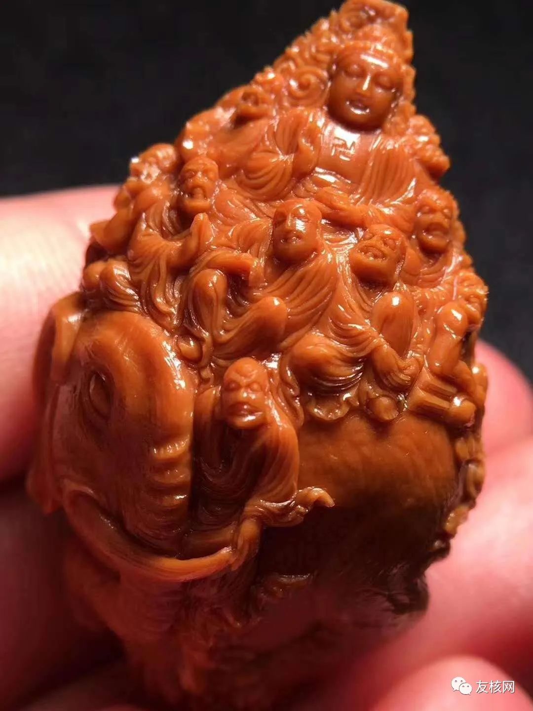 每日核雕欣赏顾永芳作品骑象十八罗汉拜如来
