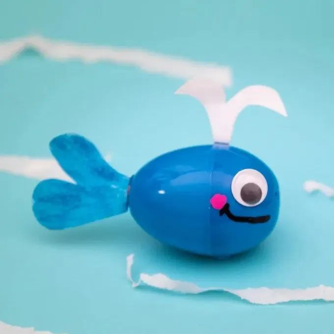 巧妈手工创意手工制作蛋壳小鲸鱼手工