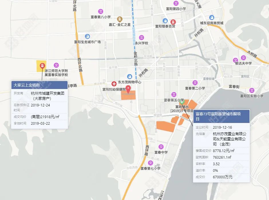 最新公告富陽區掛牌7宗地塊富春商住地銀湖宅地分別限價27萬㎡205萬㎡