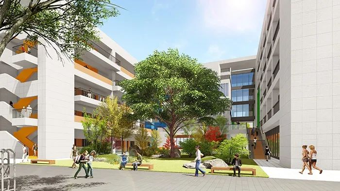 育颖高级中学项目占地115亩,建筑面积70410平方米,总投资2.