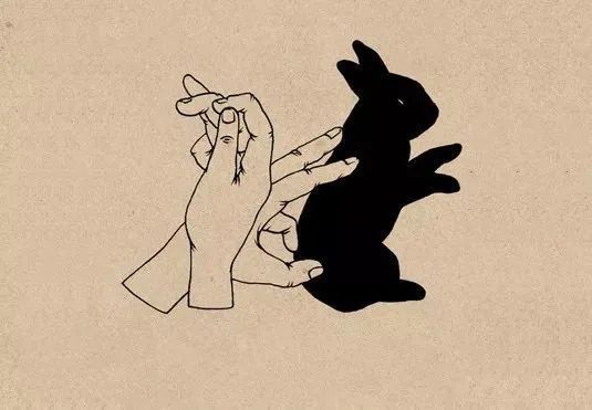 玩手影在影子里涂上颜色,加上漂亮的装饰卡片贴在灯罩后,投影在墙上做