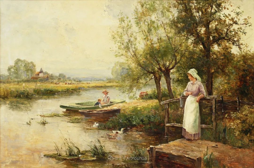 英国画家欧内斯特查尔斯沃尔本女性人物油画作品赏析