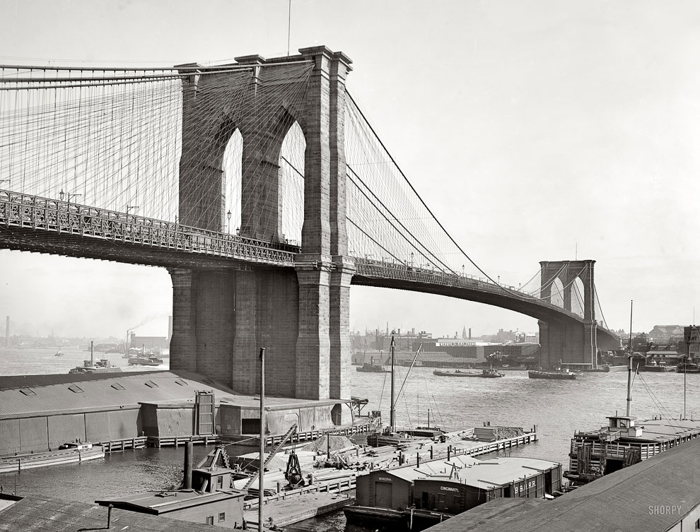 布鲁克林大桥老照片图片