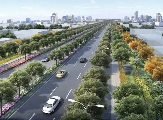 地下通道规模为机动车双向4车道;地下通道范围内的地面道路布置6快2慢