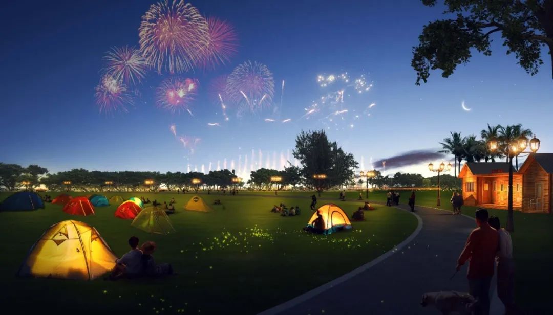 露营大草坪浪漫夜景栈道穿越四季情侣路新公园即将开放
