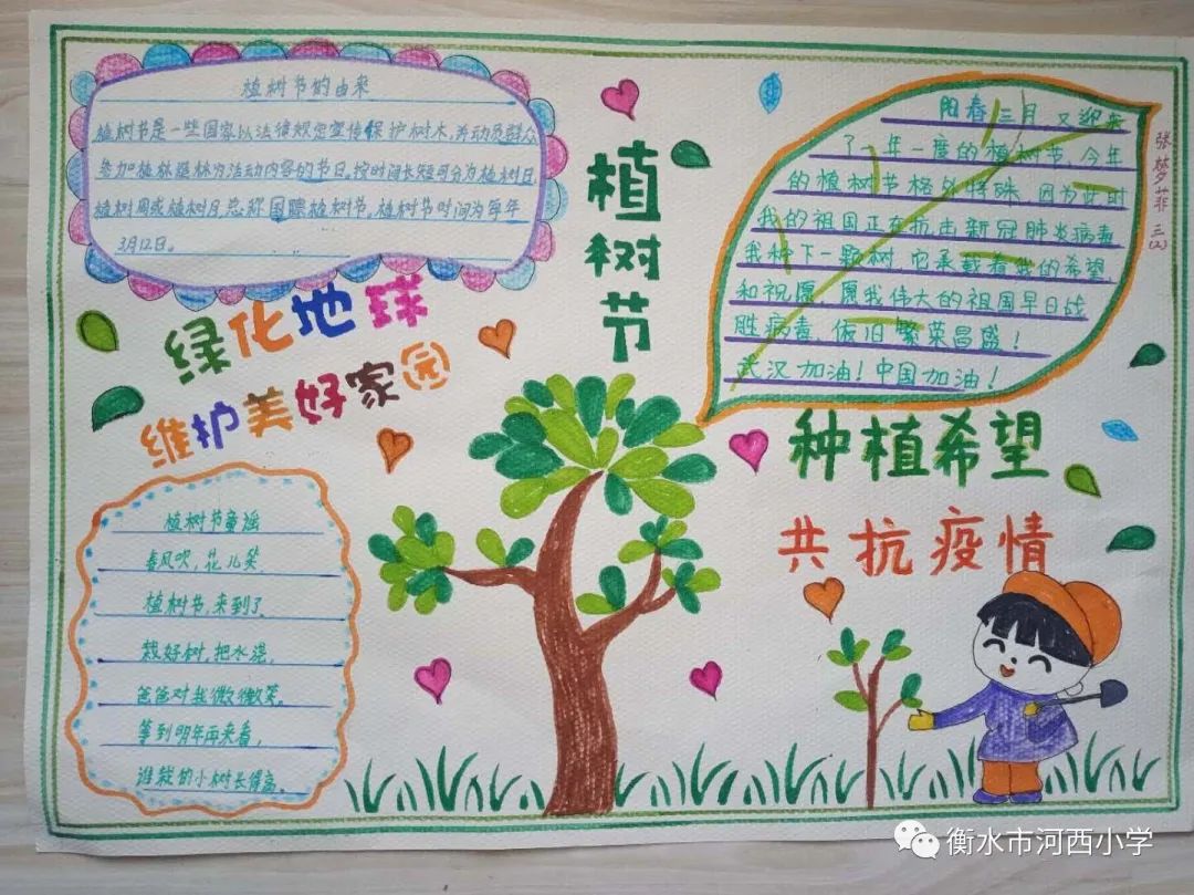 春风化疫种植希冀衡水市河西小学植树节活动