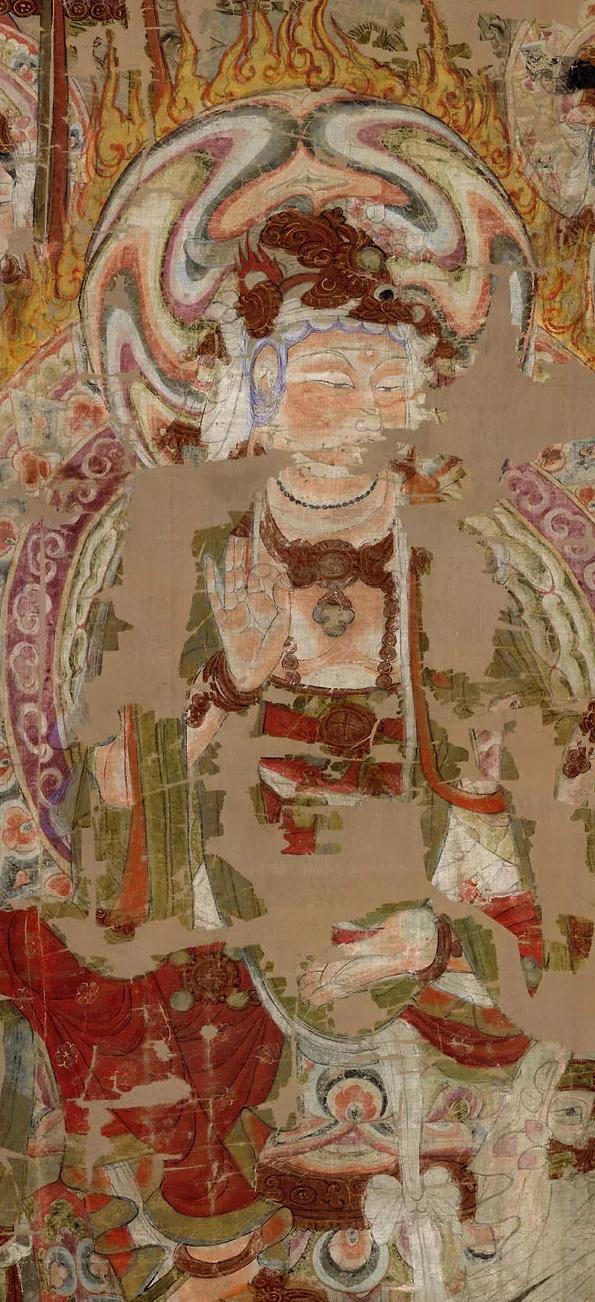 敦煌藏经洞绢画普贤菩萨赴灵鹫山听法图