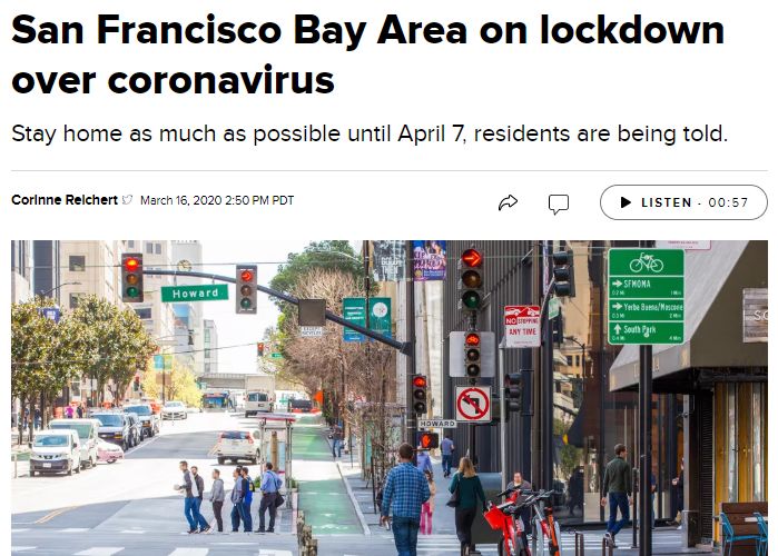 美国疫情告急旧金山封城禁止10人以上聚会美股熔断3次警察跪求罪犯别